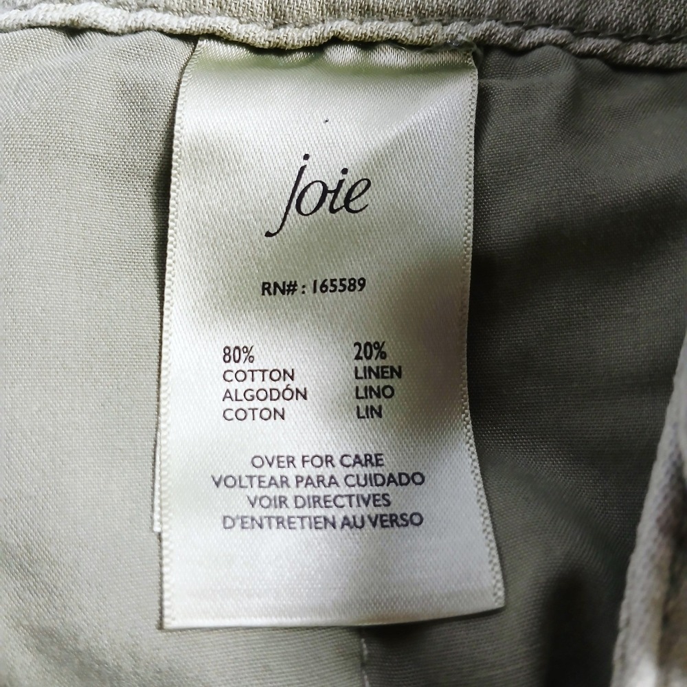 Joie Pleated Shorts Faded Cactus Green Cotton Linen High Rise Womens L - Picture 6 of 7
